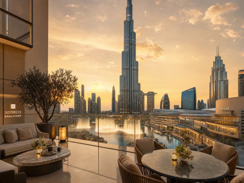 Address Boulevard — luxury high-rise hotel в Downtown Dubai с видом на Burj Khalifa и polished city luxury mood