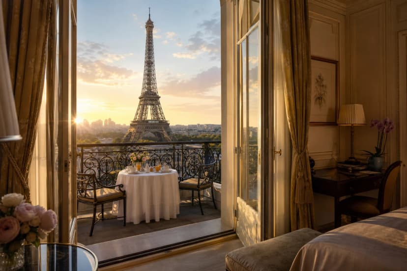 Shangri-La Paris — роскошный люкс с балконом и культовым видом на Эйфелеву башню