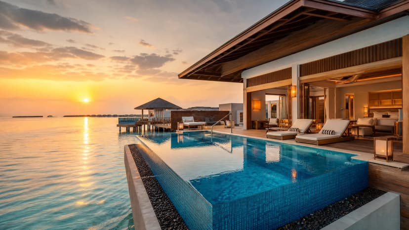 Waldorf Astoria Ithaafushi — private island ultra-luxury villa с infinity pool