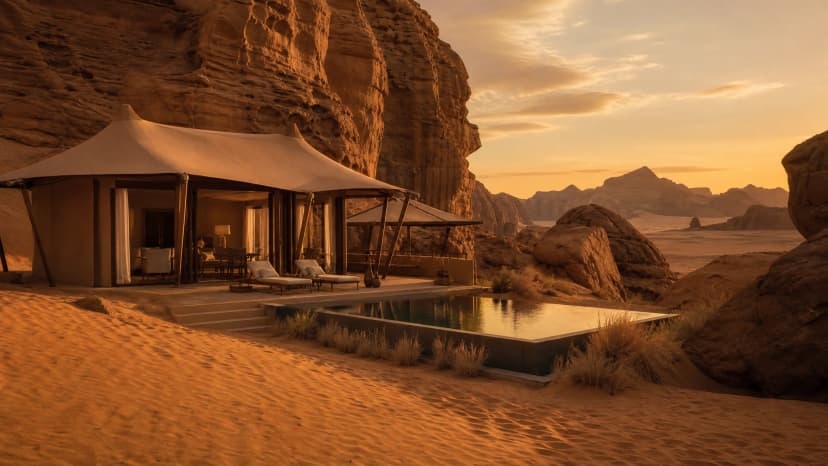 Banyan Tree AlUla — luxury tent villa среди золотых скал и дюн Аль-Улы с private plunge pool